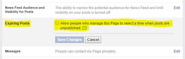 Lesser known Facebook Features - expiring posts