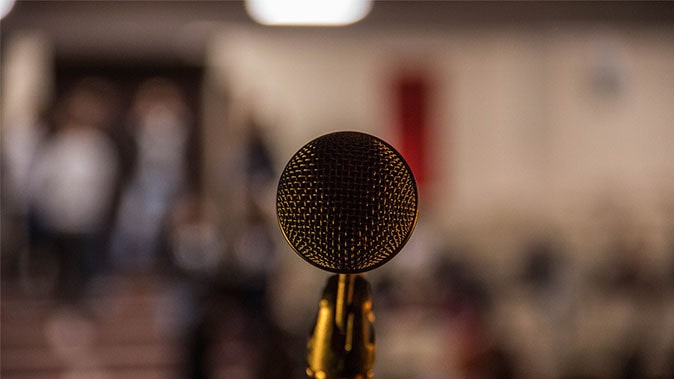 A Microphone With A Blurred Background