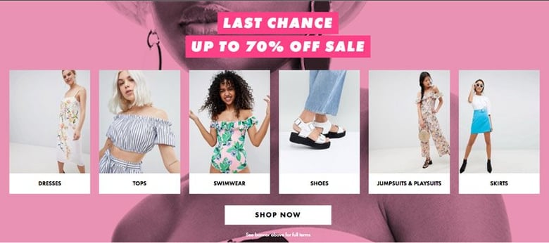 A good example of that sense of urgency being used on ASOS site