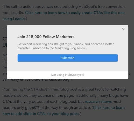 A simple CTA example from Hubspot