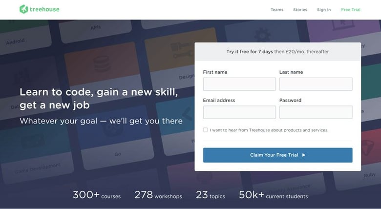 This is a CTA example from Treehouse